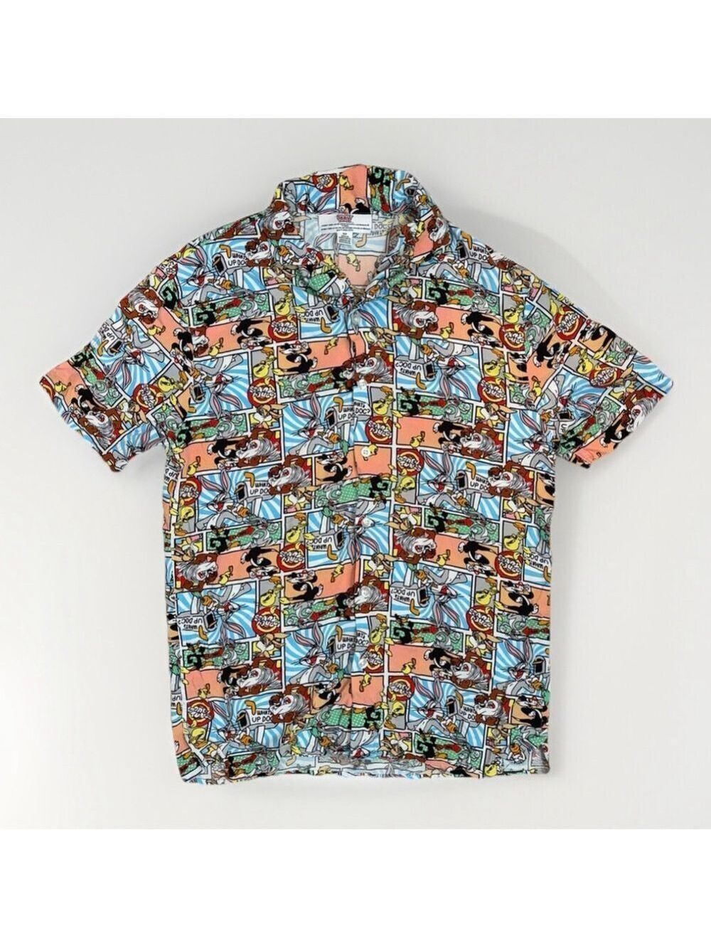 Looney Tunes “What’s Up Doc?” Comic Strip Button-Down Shirt - Men’s Size S